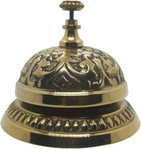 Solid Brass Victorian Style Desk Call Bell Desktop Ring Service Counter Bell Hotel Reception Bell 3 1/4"(D) 2 3/4"(H) in Saudi Arabia