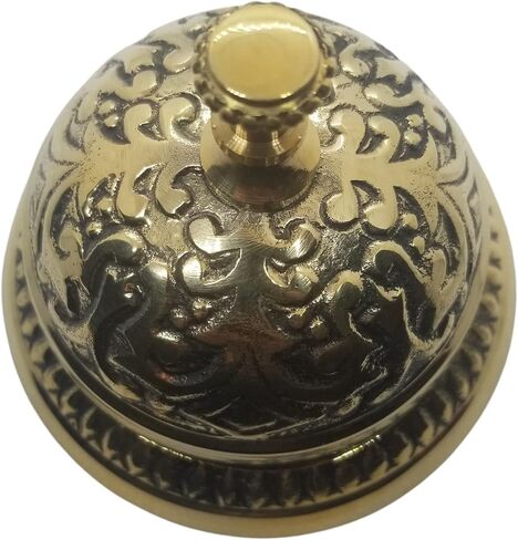 Solid Brass Victorian Style Desk Call Bell Desktop Ring Service Counter Bell Hotel Reception Bell 3 1/4"(D) 2 3/4"(H) in Saudi Arabia