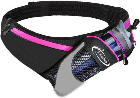 AiRunTech Upgraded No Bounce Hydration Belt Can be Cut to Size Design Strap for Any Hips for Men Women Running Belt with Water Bottle Holder with Large Pocket Fits Most Smartphones in Saudi Arabia