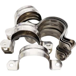 30Pcs Two Hole Strap U Bracket, Rigid Pipe Strap Clamp 304 Stainless Steel Tube Strap Tension Clip M25 Conduit Pipe Clamps for Pipe Tube 25mm/0.98inch (0.8mm Thickness)