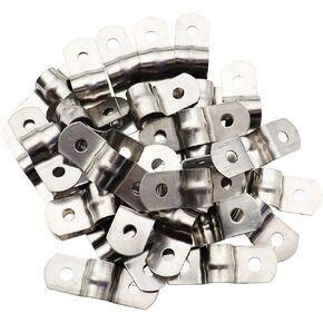 30Pcs Two Hole Strap U Bracket, Rigid Pipe Strap Clamp 304 Stainless Steel Tube Strap Tension Clip M25 Conduit Pipe Clamps for Pipe Tube 25mm/0.98inch (0.8mm Thickness)