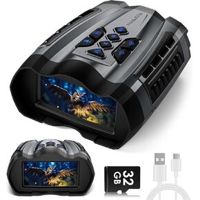 Night Vision Goggles, 9 Gear Night Vision Binoculars, 4K Binoculars with Camera, 4000mAh Battery Nightvision, 10X Digital Zoom, 3.5" HD Display and 32GB TF Card