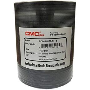 100 CMC Pro 16X DVD-R سعة 4.7 جيجابايت أبيض قابل للطباعة الحرارية
