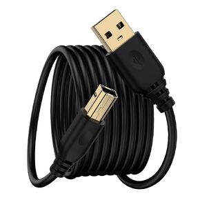 FiveBox 1Pack 6 FT USB Printing Cable Printer Cord, USB A to USB Type B 2.0 Printer Cable Wire 6 Feet to Computer, High-Speed Compatible for HP, Canon, Brother, Dell, Epson, Printer, Scanner, and More