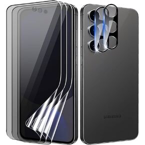 (3+2 Pack) Privacy Screen Protector for Samsung Galaxy S24 FE with 2 Pack Camera Lens Protector [Phone Case Friendly], Inside Anti-Spy Film High Definition Anti-Peeping Bubble-Free Anti-Scratch
