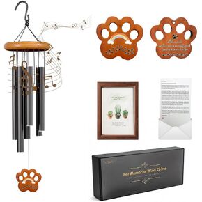 Dog Memorial Gifts for Loss of Dog, Pet Memorial Wind Chimes with Frame, Personalized Sympathy Remembrance Gift in Memory of Dog Cat (28" Black) in Kuwait