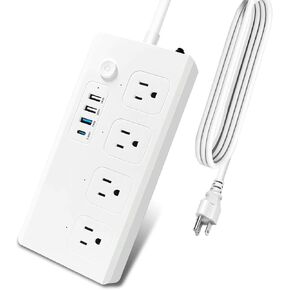 XENON USB C Power Strips 40W, Surge Protector with 4 AC Outlets and USB A (QC 18W) + USB C (PD 40W), USB C Fast Charging, 5Ft Extension Cord, Overload Protection, for Home, Office, Travel