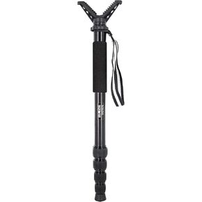 Aluminum Tactical 5-Section Hunting Shooting Stick Tripod Monopod Gun Rifle Shooting Rest with Removable 360° Rotation V Yoke, Long Range Full Adjustable Height Hunting Shooting Stand Platform