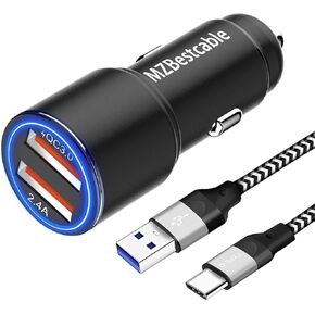 Car Charger Fast Charging for Moto G Stylus 5G 2021 2020/Power 2021 2022 2023,G100/G Pure/G Play/G Fast/G7 Play Power,Edge 2021 2020/Z4 Z3,One 5G Ace,30W Adapter Quick Charge 3.0+6FT USB Cable