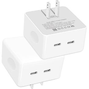 USB C Charger Block, 35W iPhone Fast Charger Dual USB C Port Compact Power Adapter for iPhone 14 Pro/14 Pro Max,13 Pro, iPad, PPS Samsung Galaxy（2 Pack）