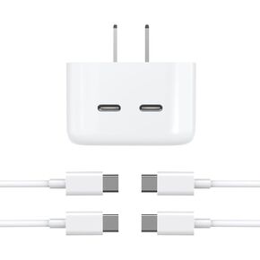 iPhone 16 Fast Charger,[MFi Certified]35W Dual USB-C Port Compact Power Adapter Foldable Rapid Wall Charger with 2Pack 10FT USB-C to USB-C Charging Cord for iPhone16/16Pro/16Pro Max/15/15Pro/15Pro Max
