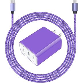 شاحن من النوع C شحن سريع لهاتف Samsung Galaxy S24/S23/S22 Ultra/S21 FE/S20 Z Flip 5 4 3 A16 A06 A25 A35 A55 A15 A54 A14 A23 A53 A13 A02S A12 A32، كتلة شاحن حائط USB C 20 واط + 6FT نوع C إلى كابل سي in Kuwait