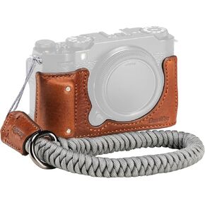 SMALLRIG X-M5 Leather Half Case Kit for FUJIFILM X-M5, Including Leather Half Case, Wrist Strap, Genuine Leather Material, Portable and Protecting (Brown) - 4880