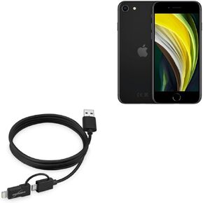 BoxWave Cable Compatible with Apple iPhone SE (2020) - iDroid Pro Cable, 2 in 1 Micro USB to MFi Lightning Cable Adapter - 3 ft - Black