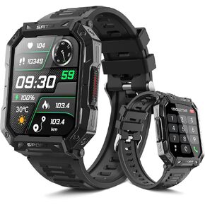 Military Smart Watch for Men, Fitness Watch with Answer/Make Call Outdoor Sports Smartwatch with Heart Rate /SpO2 /Sleep Monitor Compatible with Android and iOS