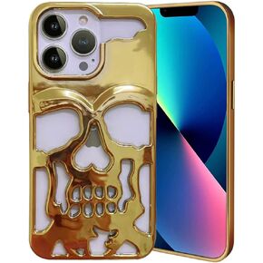 2024 Skull Halloween Phone Case - Chrome Hearts iPhone 16 Pro Case, Skeleton Cool Gothic Designer for iPhone 16 Pro Phone Case Black