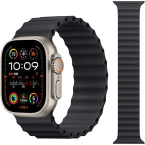 Ocean Sport Solo Loop - Compatible with Apple Watch Ultra 2 / Ultra Band 49mm 46mm 45mm 44mm 42mm for iWatch Bands Ultra 2/Ultra Series 10 9 8 7 6 5 4 3 2 1 SE Men Women, Waterproof Stretchy Strap