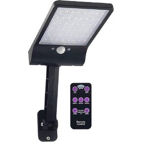 LED Solar Outdoor Lights with Motion Sensor, 3 Lighting Modes Flood Lights with Remote Control, Waterproof Night Security Light for Outside Garage Garden Street Shed Yard (2 Pack)