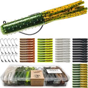 Tube Lures Tube Baits Tube Jig Heads Kit, Tube Worm Jigs Soft Plastic Tube Grub Baits Hook for Bass, Crappie, Trout, Tube Rigs Crappie Lures Tube Swimbaits for Freshwater Saltwater
