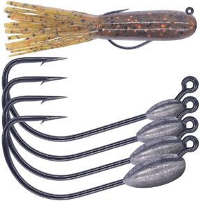 XFISHMAN-Tube-Jig-Heads-for-Bass-Fishing-Tube-Bait-Hooks 1/16oz 1/8oz 3/16oz 1/4oz (12-Pack)