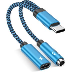 2 in 1 USB Type C to 3.5mm Headphone jack and Charging Adapter for iPhone 15/15 Pro/15 Pro Max/15 Plus, USB C Audio Adapter for 3.5mm Headphone Speaker & PD Fast Charger Dongle for Samsung Google iPad