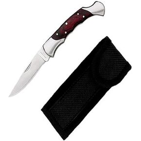 Fury Mustang Nobility Lockback Razor Edge Straightback Blade with Rose Pakka Handle, 3.5-inch