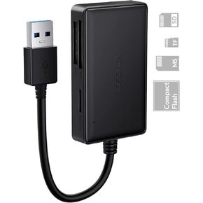 SD Card Reader 4-in-1 Simultaneously - iDsonix Card Reader USB A Simultaneously for SD, TF(Micro SD), CF, MS, Micro SD Card Reader Compatible with USB A Devices