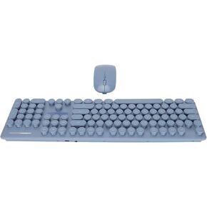 Zunate Keyboard and Mouse Combo, 104 Keys 2.4G Keyboard Mouse Combo, 1600 DPI Ergonomic Round Keycaps Rechargable Keyboard for Gaming Office (Blue)