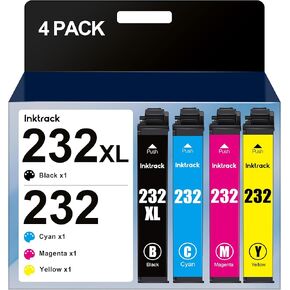 232XL 232 XL Ink Cartridges Remanufactured Replacement for Epson 232XL Ink Cartridges Combo Pack Works for Epson Workforce WF-2930 WF-2950 Expression Home XP-4200 XP-4205 Printers (4 Combo Pack)