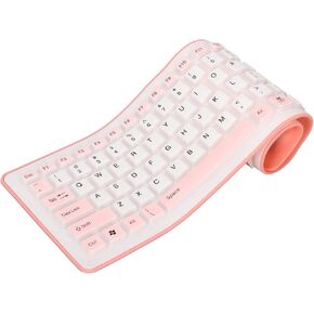 Sanpyl USB Wired Keyboard, 103 Keys Foldable Silicone Keyboard Waterproof Mute Fadeless Roll Up Foldable Keyboard for PC Laptop(Blue)