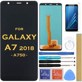 شاشة بديلة LCD تعمل باللمس محول الأرقام الجمعية لسامسونج غالاكسي A7 2018 SM-A750 A750F A750FN A750N A750G A750GN/DS 6.0"