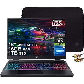 acer Predator Helios Neo 16 Gaming Laptop 16" WUXGA 165Hz IPS Intel 16-Core i7-13700HX 16GB RAM 1TB SSD GeForce RTX 4050 6GB RGB Backlit Keyboard Thunderbolt 4 Killer AX1650 Win11 + HDMI Cable