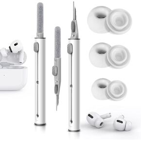 3-Pair Replacement Ear Tips for AirPods Pro & 2nd Generation with Noise Reduction Hole and 3 in 1 Cleaner Kit for AirPods 1 2 3 Pro/Pro 2, Silicone Ear Tips for AirPods Pro (S/M/L)