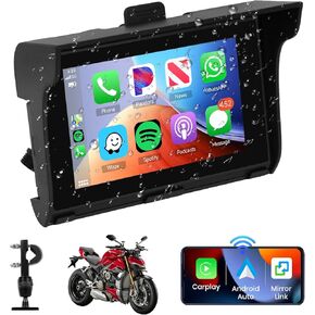 Hodozzy Portable Carplay Screen for Motorcycle Wireless CarPlay & Android Auto, Carplay GPS Navigation,5 Inch Waterproof Touch Screen Motorcycle with Mirror Link Bluetooth, Support USB/U Disk/TF Card