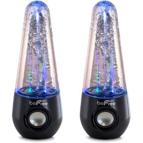 beFree Sound Bluetooth LED Dancing Water Multimedia Speakers in Black, (BFS-Shelf Speaker)