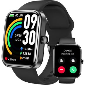 TOZO S3 Smart Watch for Men Women for iPhone ＆ Android, 1.83" Fitness Tracker Bluetooth Call [Answer/Make], IP68 Waterproof with Heart Rate/SpO2/Sleep Monitor, 100+ Sport Modes Black