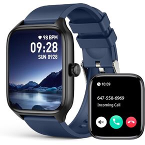 SOUYIE Smart Watch for Men Women, Infrared True Blood Oxygen Monitor, 1.96" HD Smartwatch with Heart Rate, Blood Pressure, Sleep, IP67 Waterproof Fitness Tracker Compatible for Android iPhone Blue
