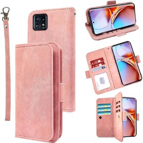 Compatible with Motorola Edge+ Plus 2023/Edge 40 Pro 5G/Moto X40 Wallet Case and Wrist Strap, 9+ Card Slots Flip Purse, PU Leather Stand Card Holder Cell Phone Cover for X + Women Men Purple