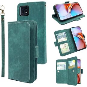 Compatible with Motorola Edge+ Plus 2023/Edge 40 Pro 5G/Moto X40 Wallet Case and Wrist Strap, 9+ Card Slots Flip Purse, PU Leather Stand Card Holder Cell Phone Cover for X + Women Men Purple