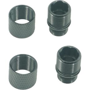 12mm CW - 14mm CCW Extension Tube Tracer Units End Nut Protector Aluminium 12mm Clockwise to 14mm Counterclockwise Thread Converter (2 Black)
