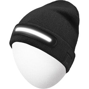 Rotibox Unisex USB Rechargeable Headlamp Beanie Hat with Light,Gifts for Men Dad Father USB Rechargeable Caps