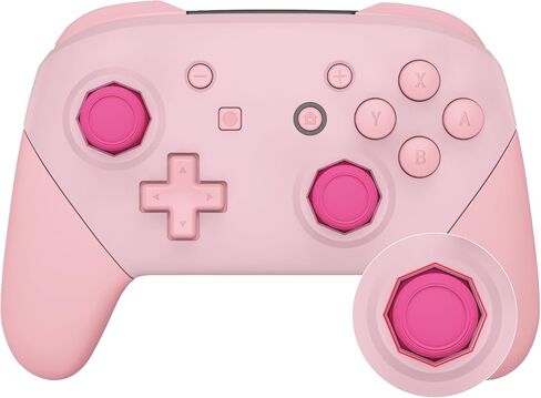 eXtremeRate Faceplate Backplate Handles Cover, Cherry Blossoms Pink & Puffy Pink Octagonal Gated Sticks Design DIY Replacement Grip Housing Shell for Nintendo Switch Pro Controller - No Controller in Saudi Arabia