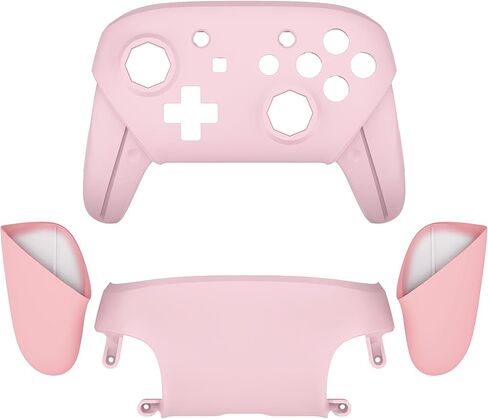 eXtremeRate Faceplate Backplate Handles Cover, Cherry Blossoms Pink & Puffy Pink Octagonal Gated Sticks Design DIY Replacement Grip Housing Shell for Nintendo Switch Pro Controller - No Controller in Saudi Arabia
