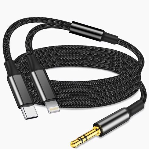 كابل صوت Aux لهاتف iPhone 15 Plus Pro، 2 في 1 USB C إلى 3.5 ملم كابل صوت Aux Lightning إلى 3.5 ملم مناسب لهاتف iPhone 14/13/12/11/XR وGalaxy S23/S22/S21 وPixel 8/7/ 6/5، آي باد إلى مكبر صوت ستيريو للسيارة 4FT in Kuwait