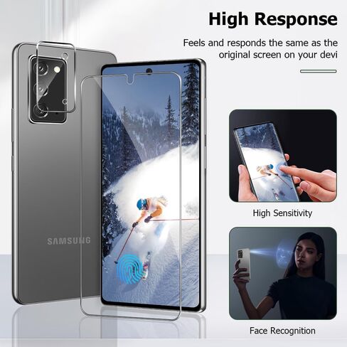 3 Pack Galaxy Note 20 Tempered Glass Screen Protector, 2Pakc Camera Lens Film 9H Hardness Fulll Coverage Case Friendly Compatible with UltraSonic Fingerprint For Samsung Galaxy Note 20(6.7 Inch) in Saudi Arabia