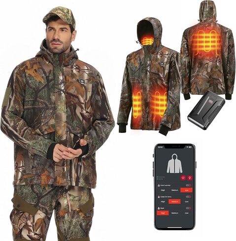 KEMIMOTO Hunting Heated Jacket with 20000mAh 6-15H Rechargeable Battery Pack Max Heating Temperature 149℉ Camo Heated Jacket in Saudi Arabia