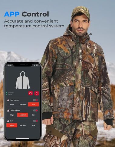 KEMIMOTO Hunting Heated Jacket with 20000mAh 6-15H Rechargeable Battery Pack Max Heating Temperature 149℉ Camo Heated Jacket in Saudi Arabia