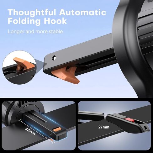 OMOTON for MagSafe Car Mount, [Easily Install] Magnetic Phone Holder for Car with Folding Hook Clip and 360°Rotation Extended Arm, [20xN52 Magnets] Hands Free Car Vent Phone Mount Fit for All Phones in Saudi Arabia