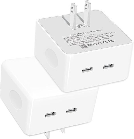 USB C Charger Block, 35W iPhone Fast Charger Dual USB C Port Compact Power Adapter for iPhone 14 Pro/14 Pro Max,13 Pro, iPad, PPS Samsung Galaxy（2 Pack） in Saudi Arabia