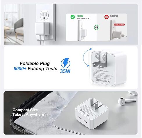 USB C Charger Block, 35W iPhone Fast Charger Dual USB C Port Compact Power Adapter for iPhone 14 Pro/14 Pro Max,13 Pro, iPad, PPS Samsung Galaxy（2 Pack） in Saudi Arabia